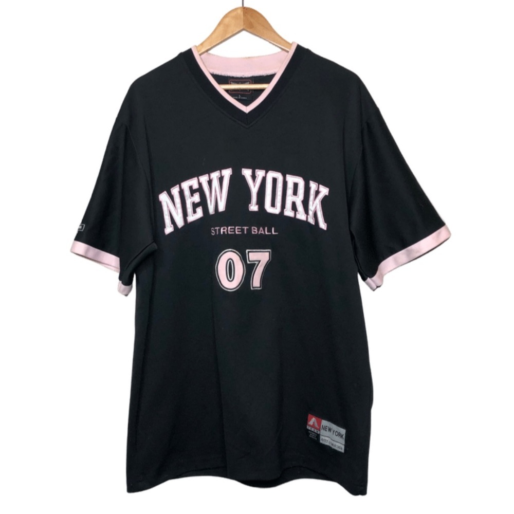 Vintage City Athletics New York Street Ball Jersey Black V-Neck Women's Large - Picture 2 of 16